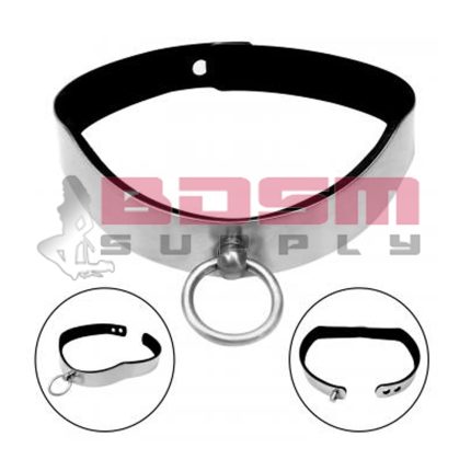 ERGONOMIC BONDAGE COLLAR BRUSHED STAINLESS STEEL WITH O-RING